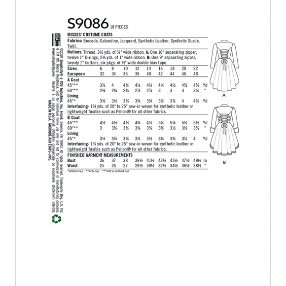 Simplicity 9086 19th Century Look Cosplay Dress Female Costume Adult SZ 14-22 - Picture 2 of 4